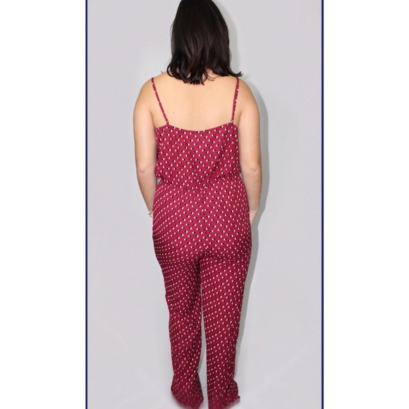 Wine Jumpsuit with Geometric Pattern - Picture 4 of 4